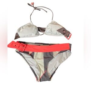 Marc By Marc Jacobs Light gray/blue/brown Bikini swimwear Coral Trim. Size S